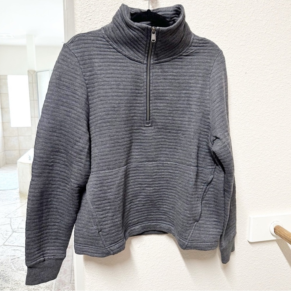 ATHLETA Ottoman Rib Sweatshirt Gray Large EUC